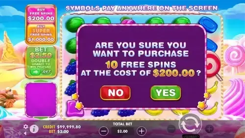 Recurso de compra de bônus Sweet Bonanza